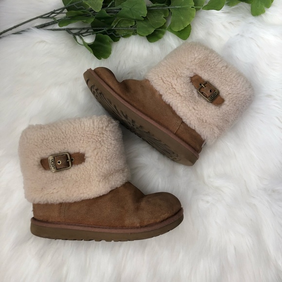 UGG Other - UGG Suede & Sheepskin Ankle Boots Size 4 Buckles